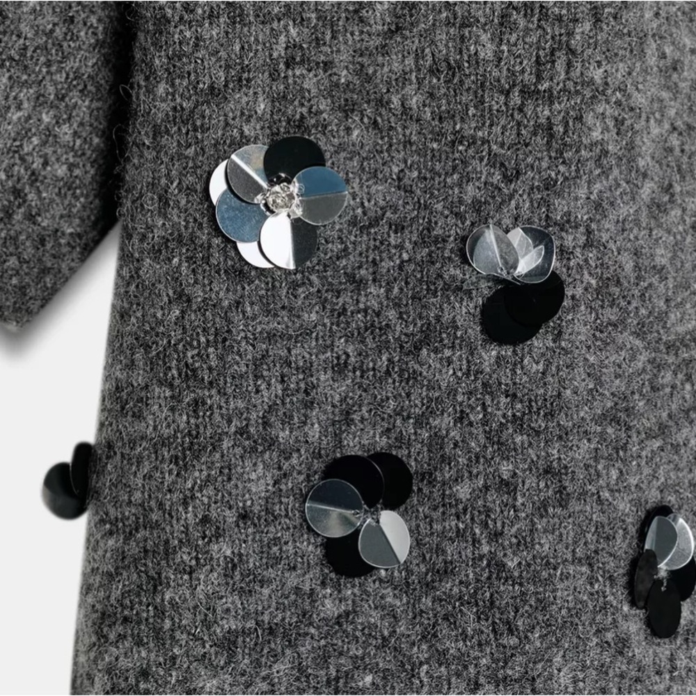 Zara NWT gray knit sweater with sequins - Picture 5 of 8